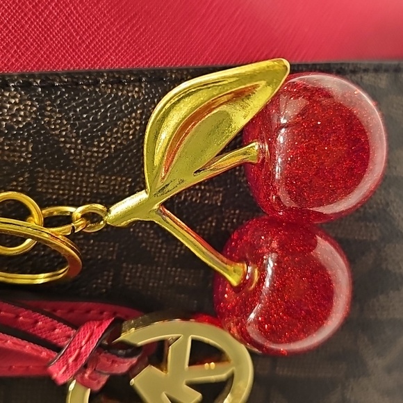 Michael Kors Ciara Flame Red Coated Canvas Large Satchel Crossbody Bag - Picture 10 of 16